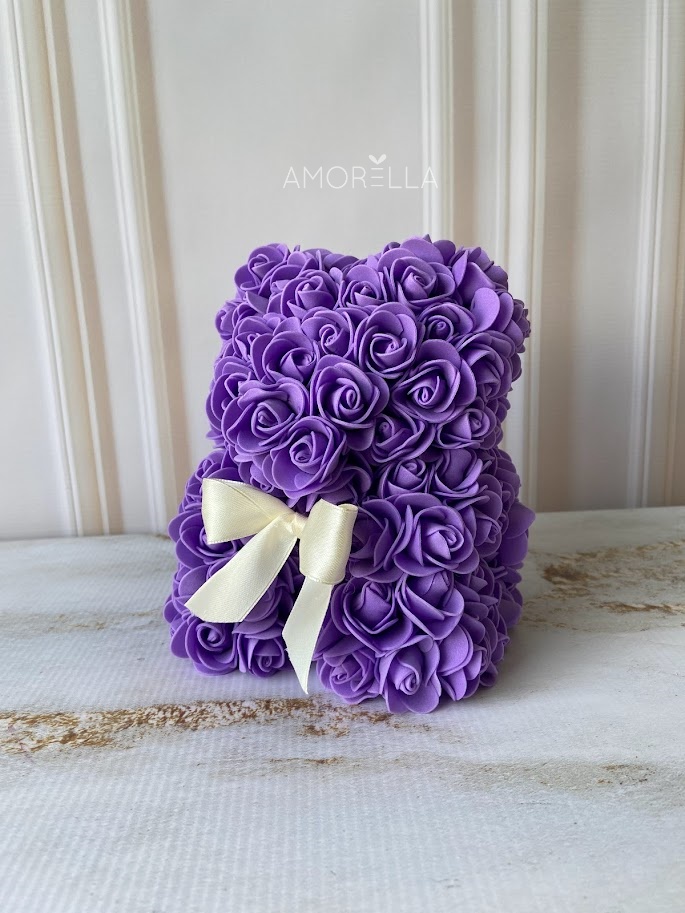 MINI OSO DE FLORES - LILA