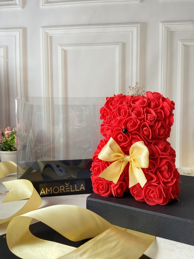 MINI OSO DE FLORES - ROJO