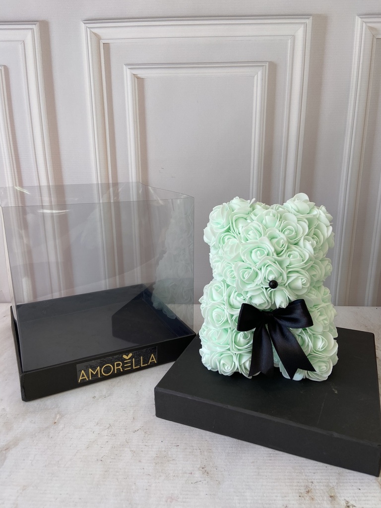 MINI OSO DE FLORES - VERDE MENTA