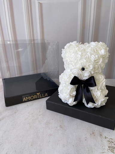 MINI OSO DE FLORES - BLANCO