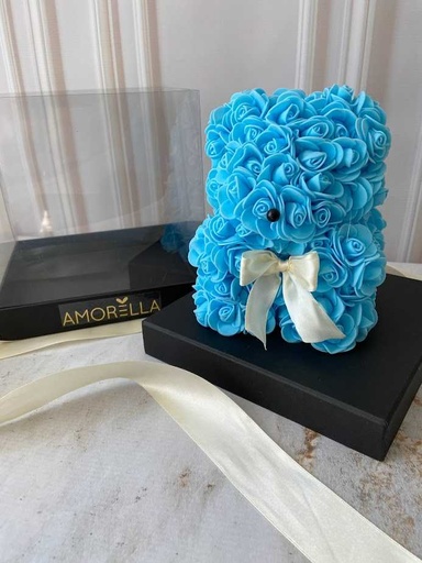 MINI OSO DE FLORES - AZUL